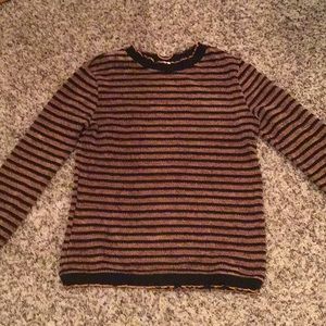 Zara Basics Unisex Fuzzy Brown Striped Top